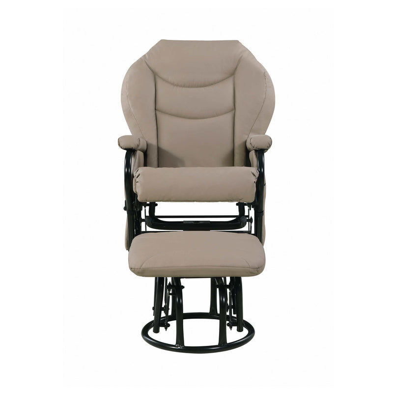 Lema - Beige & Black - Glider Recliner w/ Ottoman - Ornate Home