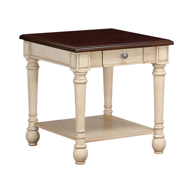 Ian Dark Cherry & Antique White End Table