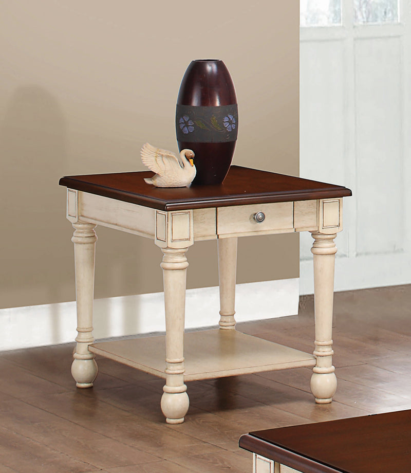 Ian Dark Cherry & Antique White End Table