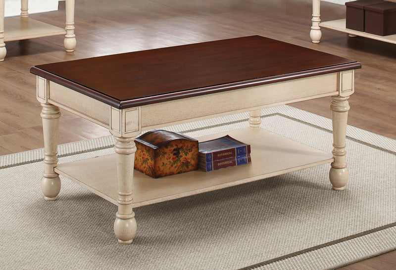 Ian Dark Cherry & Antique White Coffee Table