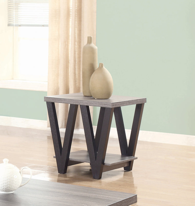 Higgins - Black & Antique Grey - End Table - Ornate Home