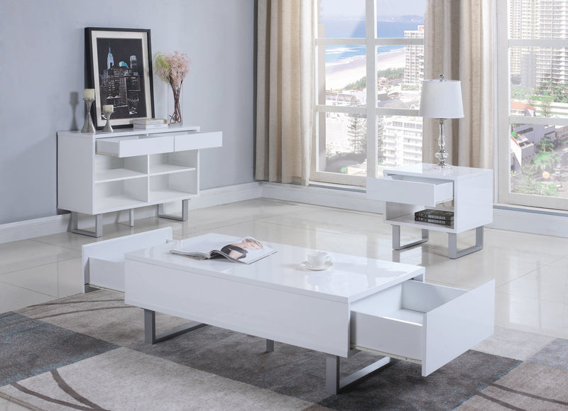 Atchsion Glossy White 2 Drawer Coffee Table