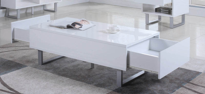 Atchsion Glossy White 2 Drawer Coffee Table