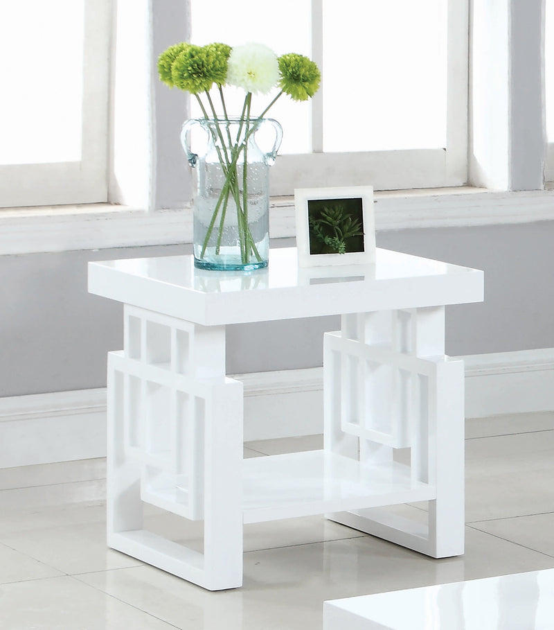 Schmitt High Glossy White End Table