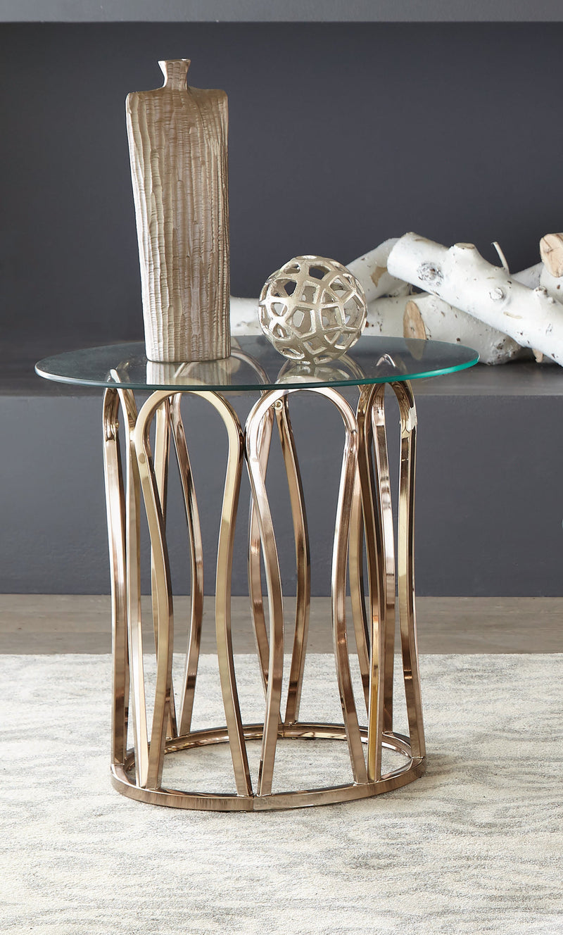 Koda - Chrome & Clear - Round End Table - Ornate Home