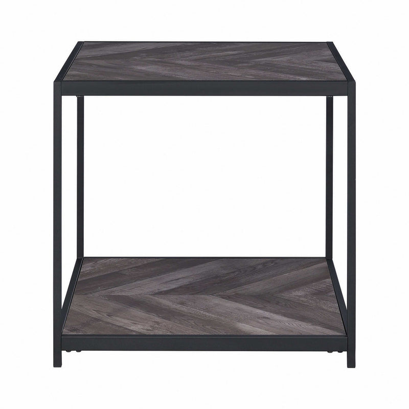 Meagan - Rustic Grey Herringbone - End Table - Ornate Home