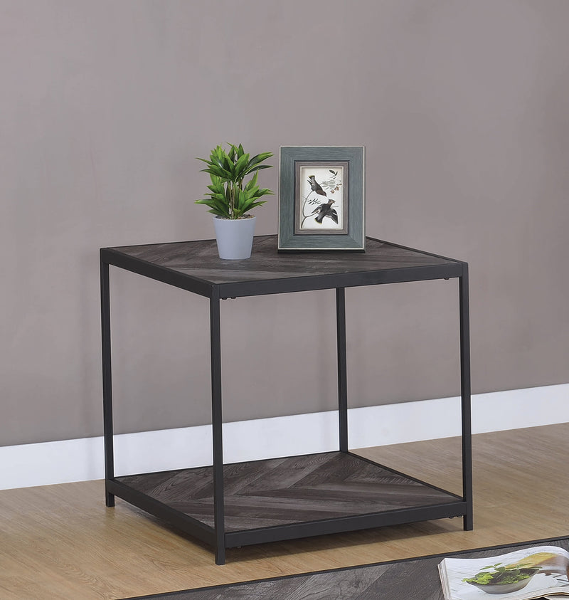 Meagan - Rustic Grey Herringbone - End Table - Ornate Home