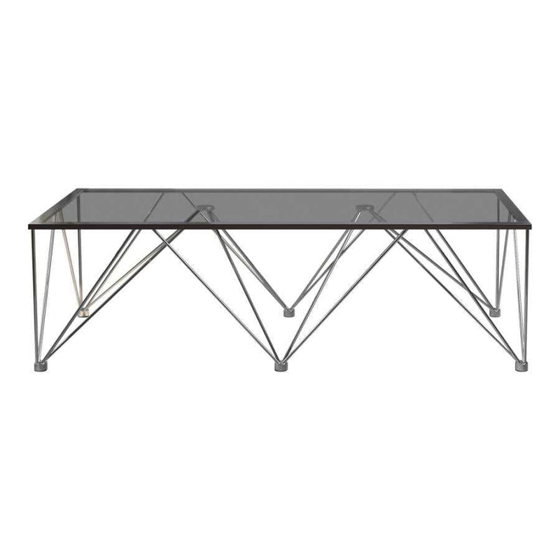 Chalet - Chrome & Grey - Coffee Table w/ Glass Top - Ornate Home