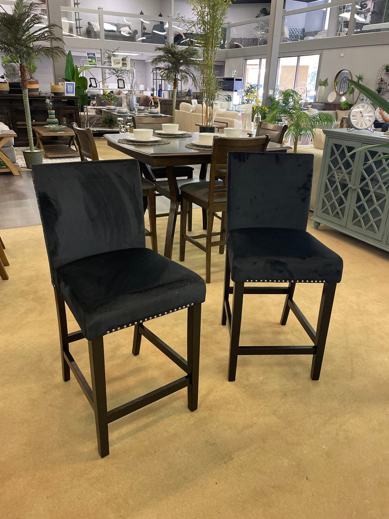 Lennon Black Velvet Counter Height Dining Chair (Set of 2)