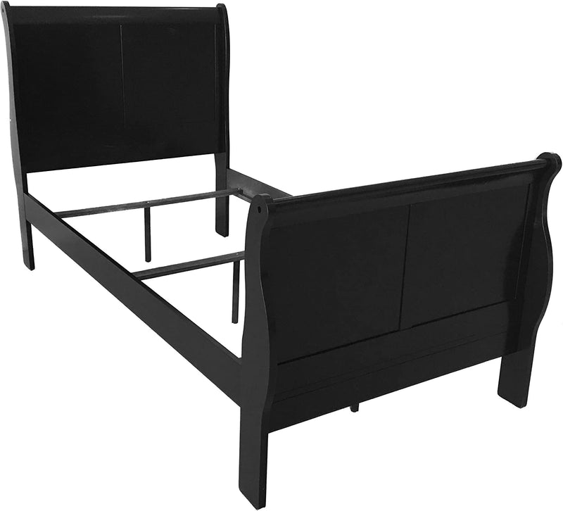 Louis Philip Black Full Sleigh Bed