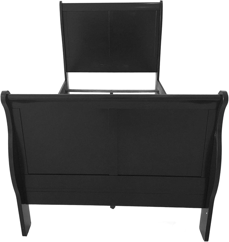 Louis Philip Black Twin Sleigh Bed