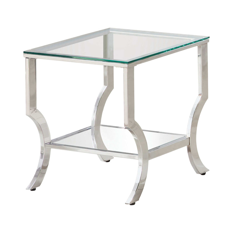 Benas - Chrome - End Table w/ Mirrored Shelf - Ornate Home