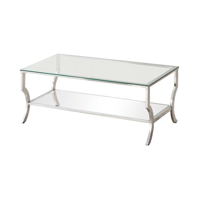 Benas - Chrome - Coffee Table w/ Mirrored Shelf - Ornate Home