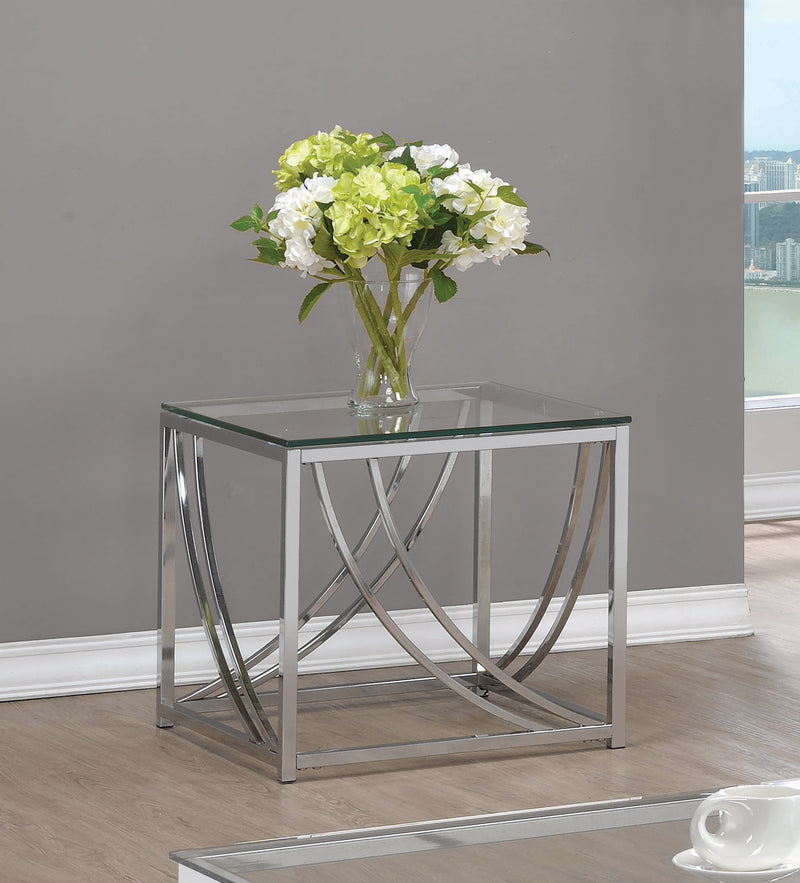 Lille Chrome Glass Top Square End Table