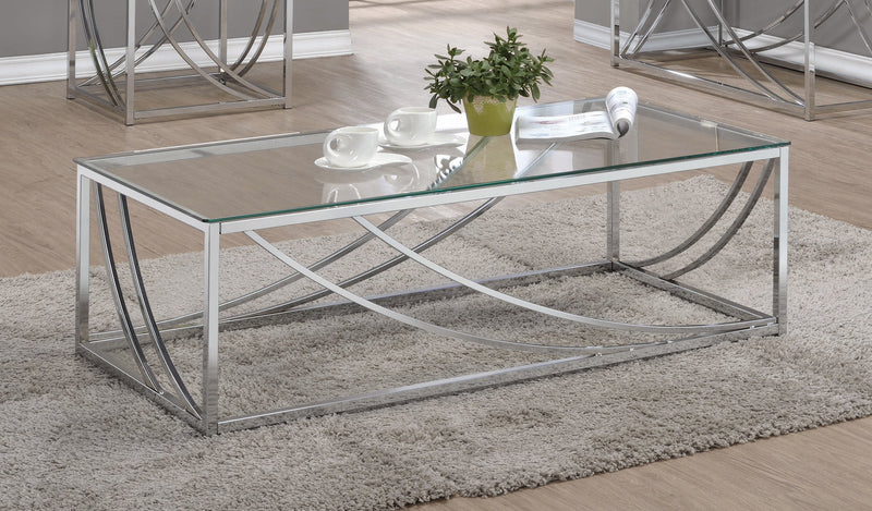 Lille Chrome Glass Top Rectangular Coffee Table