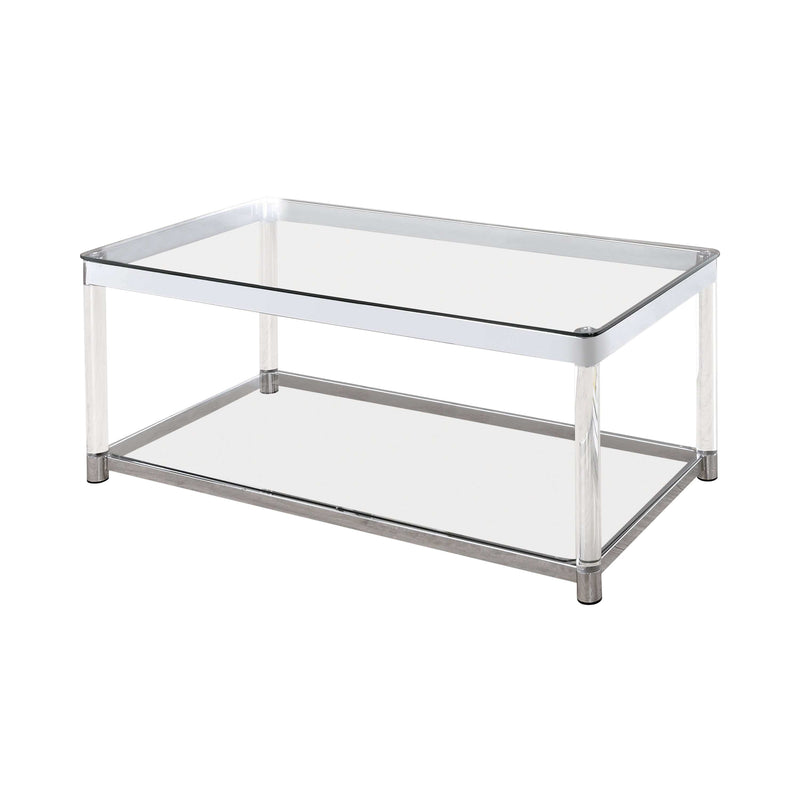 Claude - Chrome And Clear - Coffee Table w/ Lower Shelf - Ornate Home