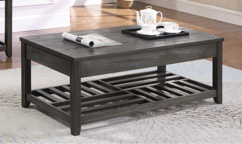 Neriah - Grey - Lift Top Coffee Table w/ Storage Cavities - Ornate Home