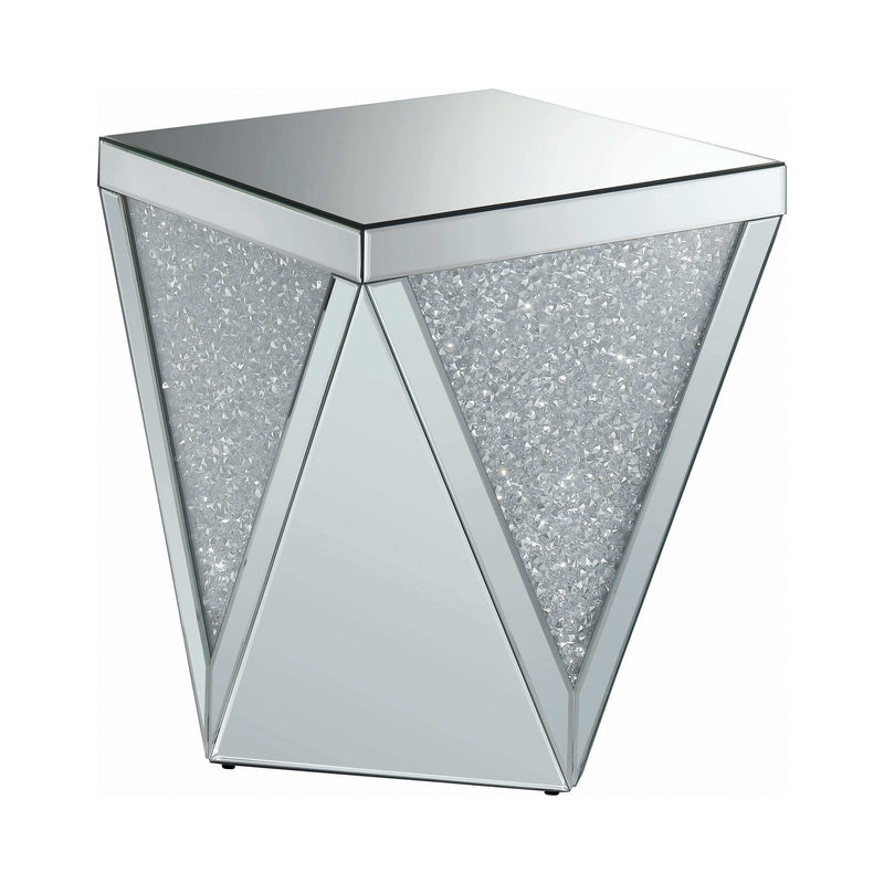 Kameron - Silver & Clear - End Table w/ Triangle Detailing - Ornate Home