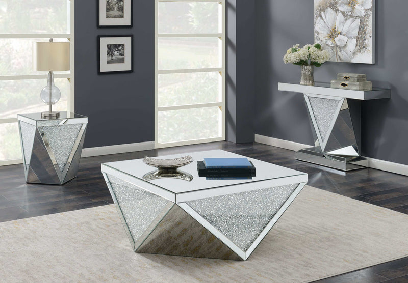 Kameron - Silver & Clear - Coffee Table w/ Triangle Detailing - Ornate Home