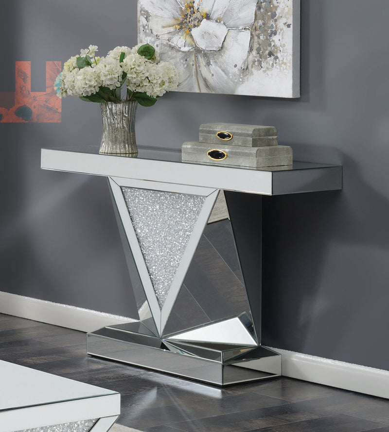 Kameron - Silver & Clear - Sofa Table w/ Triangle Detailing - Ornate Home