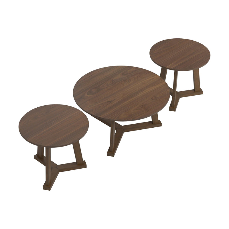 Tanvir - Natural Walnut - 3pcs Round Occasional Set - Ornate Home