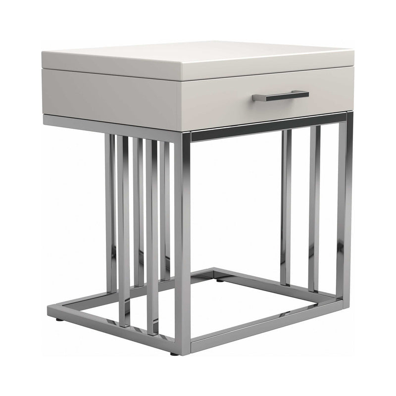 Bryn - White & Chrome - End Table - Ornate Home