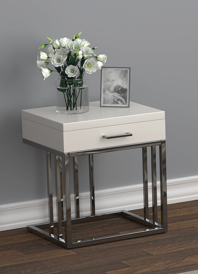 Bryn - White & Chrome - End Table - Ornate Home