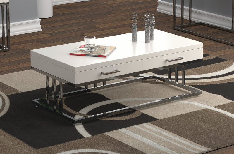 Bryn - White & Chrome - Coffee Table - Ornate Home