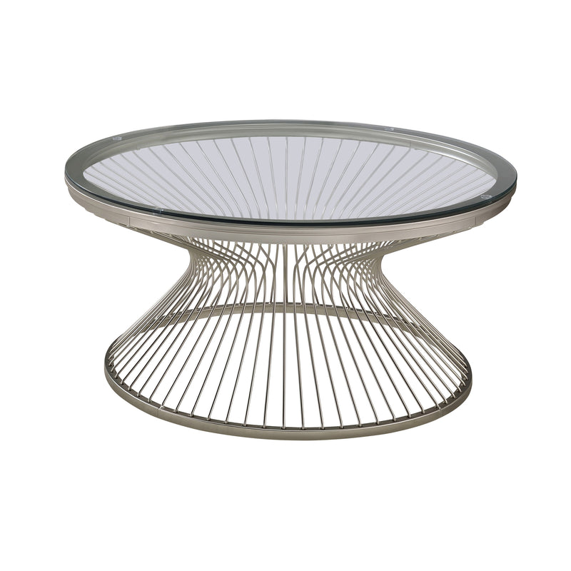 Chalice - Satin Grey - Round Glass Top Coffee Table - Ornate Home