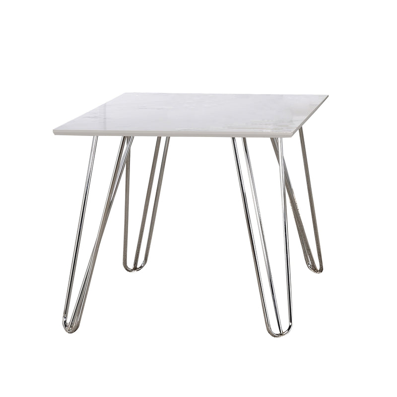 Bessie - White & Chrome - End Table - Ornate Home