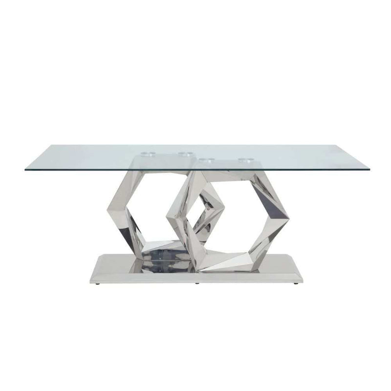 Gianna - Clear Glass & Stainless Steel - Dining Table - Ornate Home