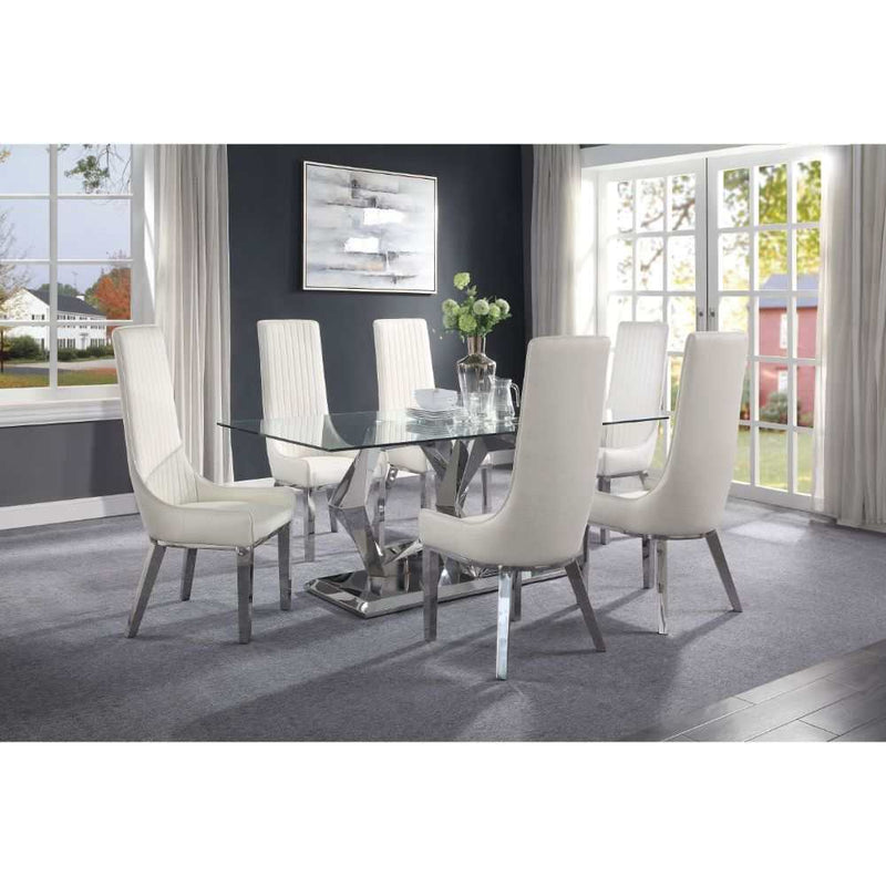 Gianna - Ivory Faux leather & Stainless Steel - Side Chair (Set of 2) - Ornate Home