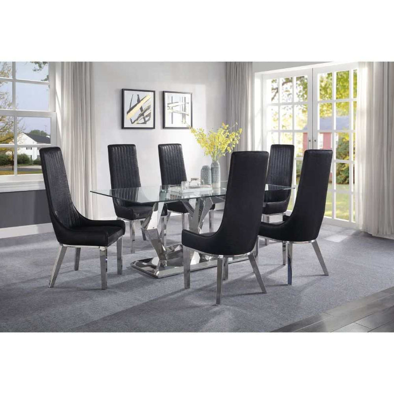 Gianna - Black Faux Leather & Stainless Steel - Side Chair (Set of 2) - Ornate Home