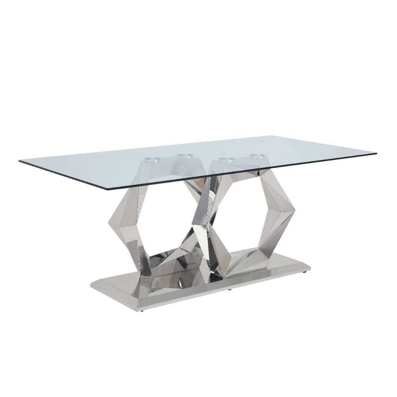 Gianna - Clear Glass & Stainless Steel - Dining Table - Ornate Home