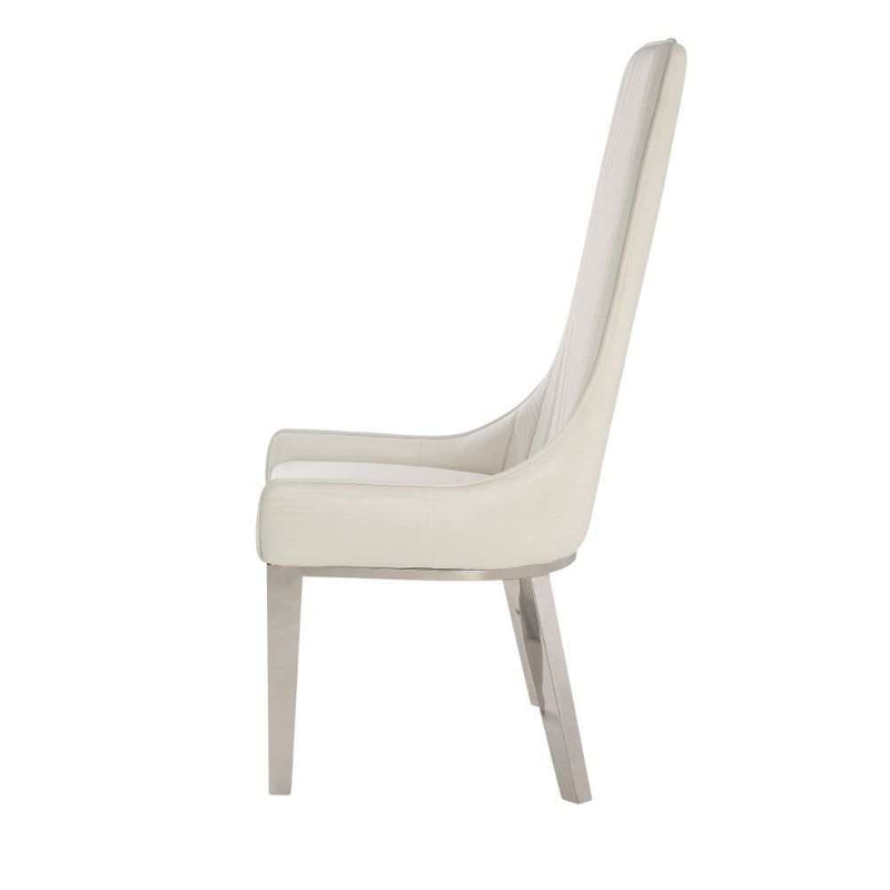 Gianna - Ivory Faux leather & Stainless Steel - Side Chair (Set of 2) - Ornate Home