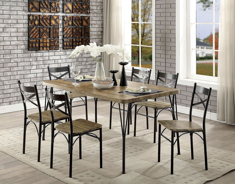 Banbury Dark Bronze & Natural 7pc Dining Room Set