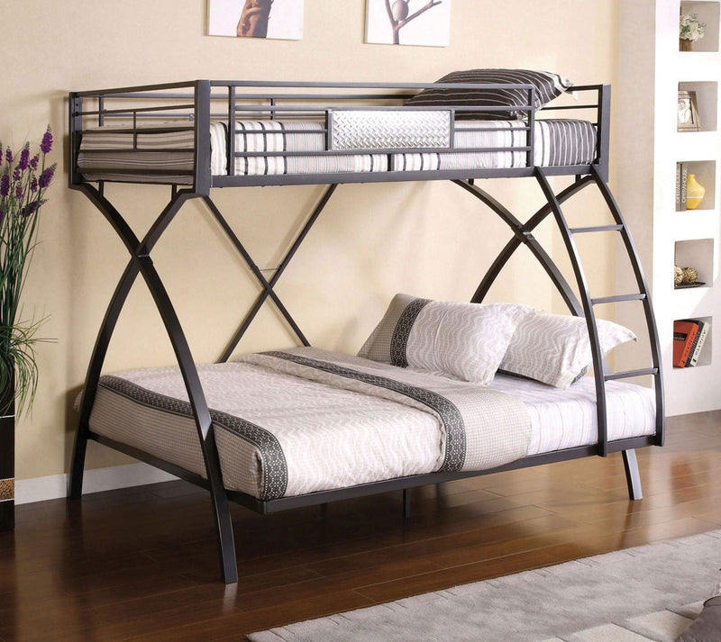 Apollo Gun Metal & Chrome Twin/Full Bunk Bed