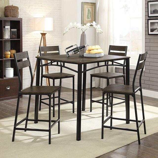 Westport - Antique Brown/Black - Counter Height Dining Set / 5pc - Ornate Home