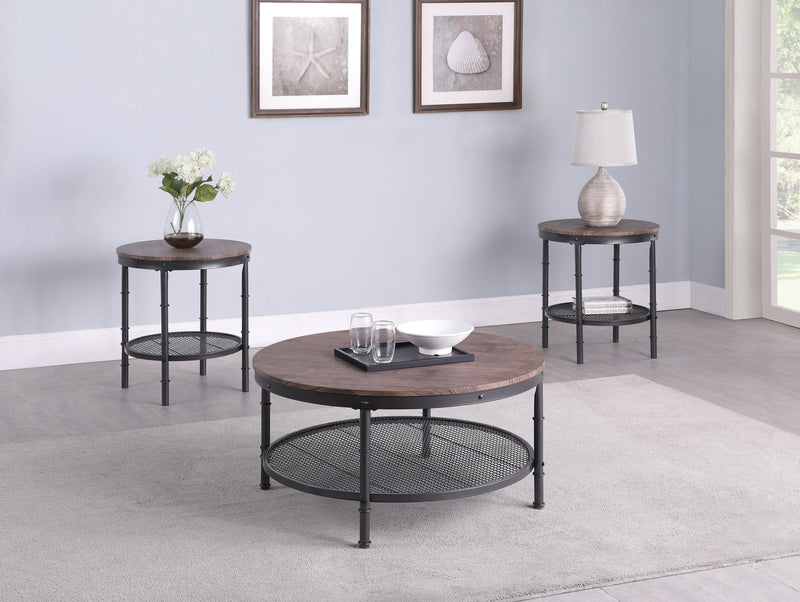 Farah - Weathered Brown & Black - 3pc Table Set - Ornate Home