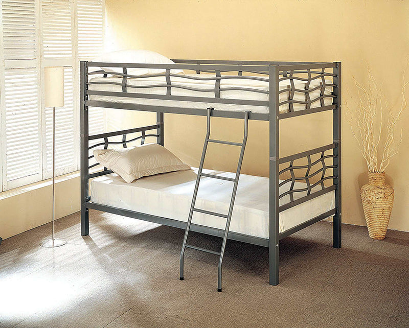 Fairfax - Light Gunmetal - Twin Over Twin Bunk Bed w/ Ladder - Ornate Home