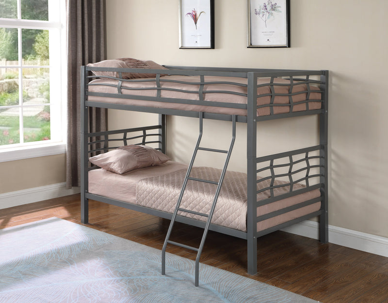 Fairfax - Light Gunmetal - Twin Over Twin Bunk Bed w/ Ladder - Ornate Home