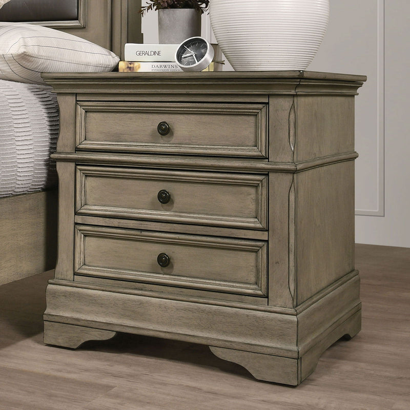 Lasthenia Antique Warm Gray Nightstand