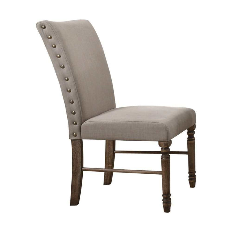 Leventis - Cream Linen & Weathered Oak - Side Chair (Set of 2) - Ornate Home