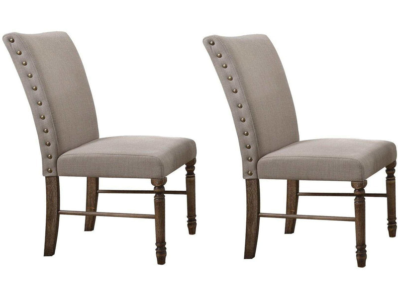 Leventis - Cream Linen & Weathered Oak - Side Chair (Set of 2) - Ornate Home