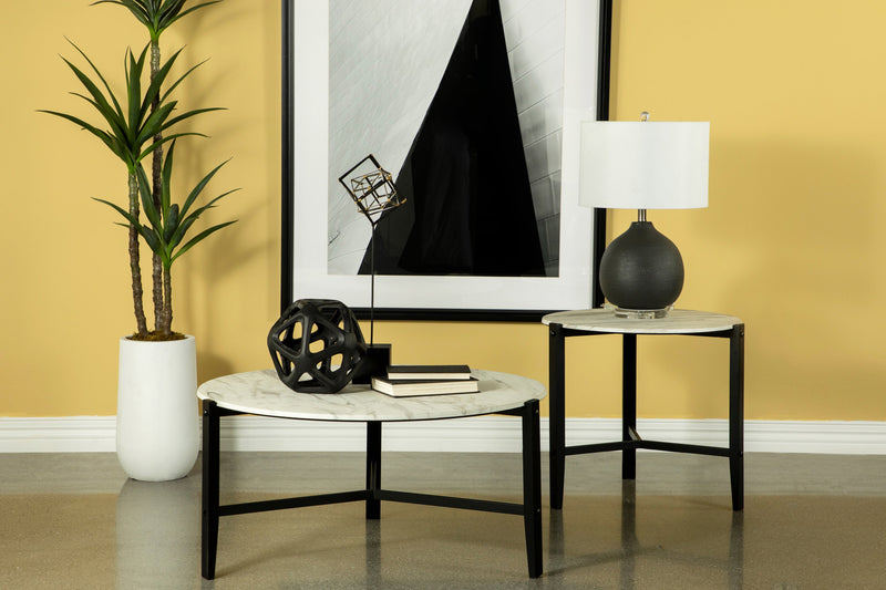 Tandi White Marble & Black Coffee Table