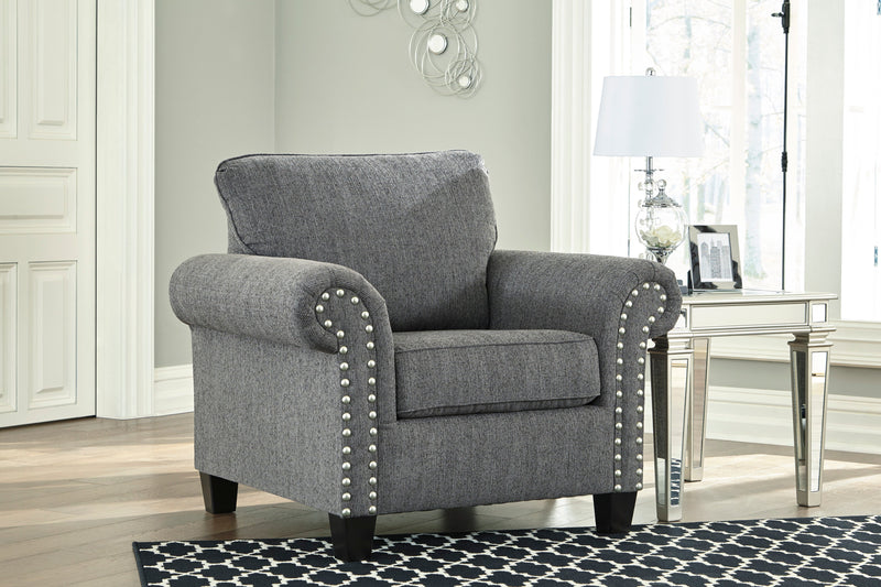 Agleno Charcoal Chair & Ottoman Set