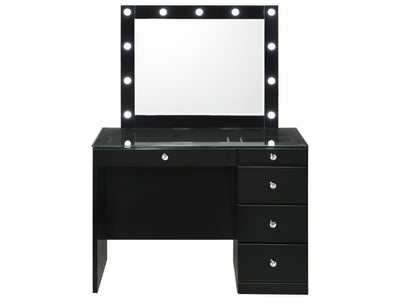 Morgan Black Wood Vanity Set w/LED - Ornate Home