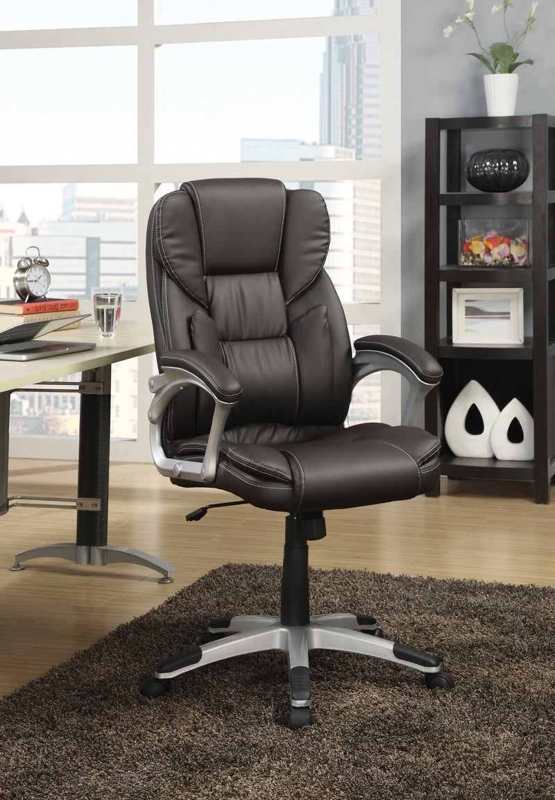 Kaffir Dark Brown & Silver Adjustable Height Office Chair