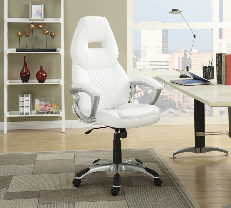 Bruce White & Silver Adjustable Height Office Chair