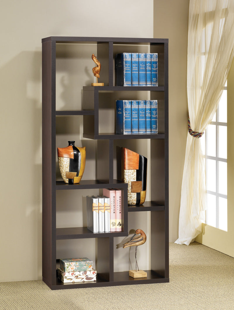 Theo Cappuccino 10-Shelf Bookcase